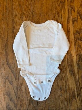 BabiesRUs White Long-Sleeve Cotton Bodysuit with Snap Closure